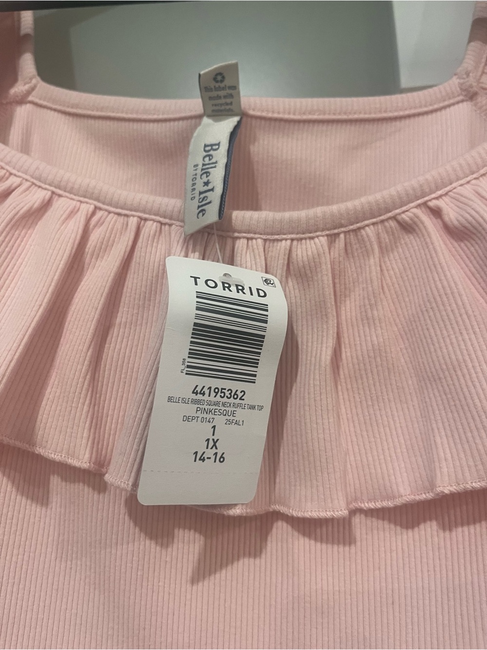 torrid Light Pink Ruffle Tank Top - Picture 3 of 3